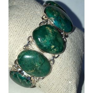 Chrysocolla Gemstones (137.26 cts) In Sterling Silver Bracelet